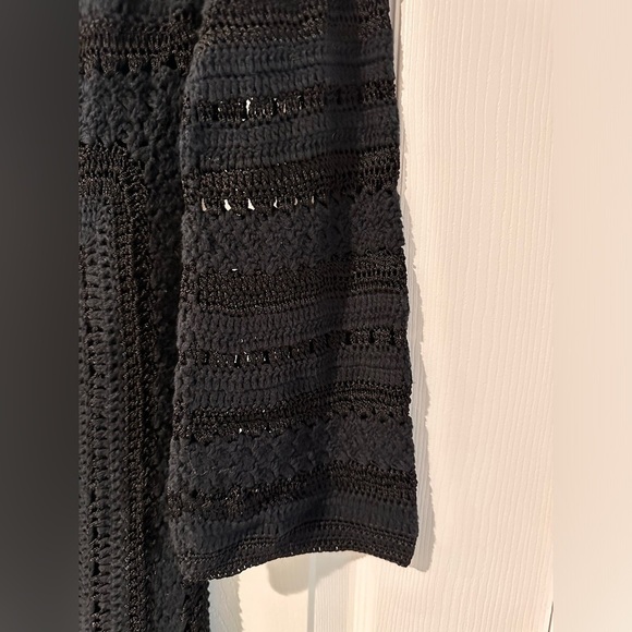 KAREN MILLEN Black Boho Style Crochet Scoop Nick Mini Dress Size Small - Picture 9 of 10